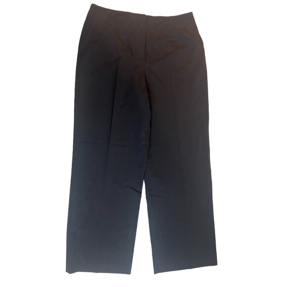 Talbots Wide Leg Dress Pants High Rise Stretch Slash Pocket Cotton Black Size 12 - Picture 1 of 9